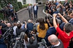 House Minority Leader Hakeem Jeffries, D-NY, and Senate Minority Leader Chuck Schumer, D-NY, spoke to reporters outside the White House on Monday following a meeting with Republican leaders, President Trump and Vice President JD Vance.