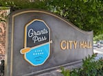 An undated photo of a sign at Grants Pass City Hall.