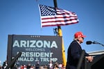 President Trump speaks at a campaign rally at Laughlin/Bullhead International Airport in Bullhead City, Ariz., on Oct. 14.
