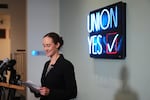 Seattle mayor-elect Katie Wilson delivers a victory speech during a news conference at the Seattle Labor Temple, Thursday, Nov. 13, 2025, in Seattle.