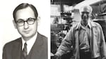 Co-inventors of the world’s first artificial mitral heart valve, Albert Starr (L) and Lowell Edwards (R) pictured in his Sandy River workshop.