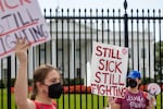 Washington DC, USA- September 19: Protestors march outside the White House to call attention to those suffering from Myalgic Encephalomyelitis and âlong Covidâ on September 19th, 2022 in Washington, DC. (Photo by Nathan Posner/Anadolu Agency via Getty Images)