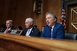 Sen. Rand Paul sits in front of a microphone as he delivers his opening statement at a Senate Homeland Security and Governmental Affairs Committee hearing on July 29.