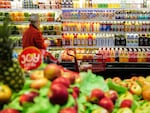 A woman shops in a supermarket in New York on Jan. 27.