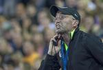 Alberto Salazar, Galen Rupp's coach, yells at Rupp during the men's 5,000-meter race at Hayward Field on May 29, 2015.
