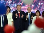 In 2016, Republican presidential nominee Donald Trump, left, and his running mate Indiana Gov. Mike Pence, celebrate after accepting the Republican nomination for president at the Republican National Convention in Cleveland.