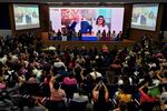 Brazilian President Luiz Inacio Lula da Silva and First Lady Rosângela da Silva participate via videoconference in the celebration of the 20th anniversary of the creation of the Bolsa Família Program, which was established during his first term and helps low-income families, in Brasilia on October 20, 2023. For the first time since his hip surgery, President Lula is taking part in a public event.