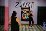 Marisol Sanchez teaches a class at Zumba Xpression in July 2020. Sanchez is among many business owners in Vancouver's international district struggling to pay bills during the pandemic.