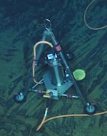 A bottom pressure/tilt instrument is used to measure change in the ocean floor around the Axial Seamount.
