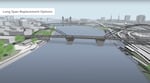 Screenshot from a November 2021 Multnomah County video showing proposed changes to earthquake ready the Burnside Bridge in Portland. The county has identified some cost savings refinements to the original plan and requested feedback from the public.