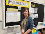 Fifth-grade teacher Jayme Poissant stands in her classroom at Gervais Elementary School on Aug. 28, 2024. Poissant knocked on doors this spring to get voters to approve the district's $28 million capital construction bond.