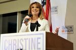 Candidate for the Republican nomination for Governor Christine Drazan at an election night party at Willamette Valley Country Club in Canby, Ore. on May 17, 2022. Drazan received less than a quarter of the votes in an uncommonly packed 19-person field. Despite divisions, she says Republicans will back her in November.