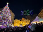 Revelers said an early hello to 2026 at Portland Pioneer Courthouse Square's New Year's Eve celebration, where a 9 p.m.  Dec. 31, 2025, drone show welcomed the coming year.