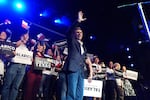 Texas Democratic Senate candidate Texas state Rep. James Talarico waves to the crowd before speaking Mar. 4 in Austin. Talarico raised $27m in the first quarter of 2026, leading a pack of Democrats who outraised Republicans in several key Senate matchups.