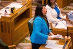 State Rep. Teresa Alonso León, D-Woodburn, in the Oregon House of Representatives, Salem, Ore., Monday, Jan. 14, 2019.