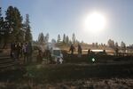 The conclusion of a sunrise ceremony held at the Oregon Eclipse Festival in Central Oregon.