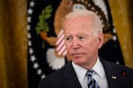 President Joe Biden speaks during a meeting about cybersecurity in the East Room of the White House on Aug. 25, 2021. On Thursday, Biden signed a sweeping new executive order on cybersecurity.