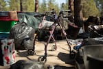Shawna Roberson's walker in the Deschutes National Forest on Apr. 30, 2025. Roberson was one of 80 people who filed a disability claim with the USDA in an attempt to delay the project.