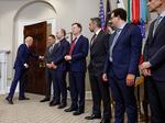 President Biden leaves the Roosevelt Room on July 21 after meeting with leaders from AI companies like Amazon Web Services, OpenAI, Meta, Inflection AI, Anthropic and Google.