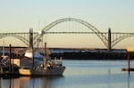 The Yaquina Bay Bridge was designed by Conde McCullough and completed in 1936.