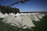 Rows of tents await Solarfest campers in Madras, Oregon.