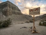 A sign is set up ahead of President Joe Biden's visit to the Chuckwalla National Monument, Jan. 7, 2025, to the Coachella Valley, Calif.