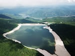 One of the reservoirs of the Huanggou pumped storage hydropower station, in Hailin, in northeast China's Heilongjiang Province on June 29, 2022. The power station has a generating capacity of 1200 megawatts.