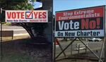 Home rule campaign signs have appeared around Roseburg, the largest city in Douglas County.