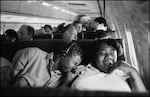USA. Washington D.C. 1985. Teen mothers on their way to a conference on teen pregnancy.