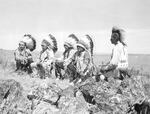 Warm Springs first tribal council in 1928. From left to right: George Meachum, Isaac McKinley, Charley McKinley, Nathan Heath and Jackson Culps. 