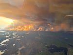A billowing cloud of smoke rises from wildfires.