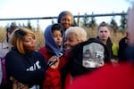 Carlos Hunter's sister, Pam, remembers her brother, who was shot and killed by Vancouver police, at a vigil Sunday, March 10.