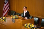 House Speaker Tina Kotek, D-N/NE Portland, addresses the Oregon House of Representatives in Salem, Ore., Monday, Jan. 14, 2019.
