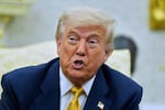President Donald Trump speaks during a meeting with Bahrain's Crown Prince Salman bin Hamad Al Khalifa in the Oval Office of the White House, Wednesday, July 16, 2025, in Washington.