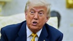President Donald Trump speaks during a meeting with Bahrain's Crown Prince Salman bin Hamad Al Khalifa in the Oval Office of the White House, Wednesday, July 16, 2025, in Washington.