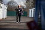 Outsiders Inn Executive Director Adam Kravitz walks through Vancouver's first sanctioned outdoor community on Dec. 23. Kravitz's nonprofit has a one-year contract to run the site's day-to-day operations.