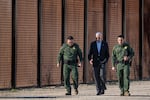 President Joe Biden speaks with US Customs and Border Protection officers as he visits the US-Mexico border in El Paso, Texas, on January 8, 2023. 