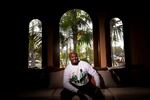 Brandon Brown poses for photos in Los Angeles, Thursday, March 25, 2021. Brown, a former history teacher and assistant high school principal, is now a Billboard-charting educational rapper who performs around the U.S. He founded School Yard Rap, a California-based company that produces music about historical Black, Latino and Indigenous people often not found in traditional textbooks.