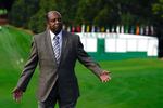 Lee Elder poses for a picture at the Masters golf tournament in a file photo from Nov. 9, 2020, in Augusta, Ga. The PGA Tour confirmed Elder’s death Monday, Nov. 29.