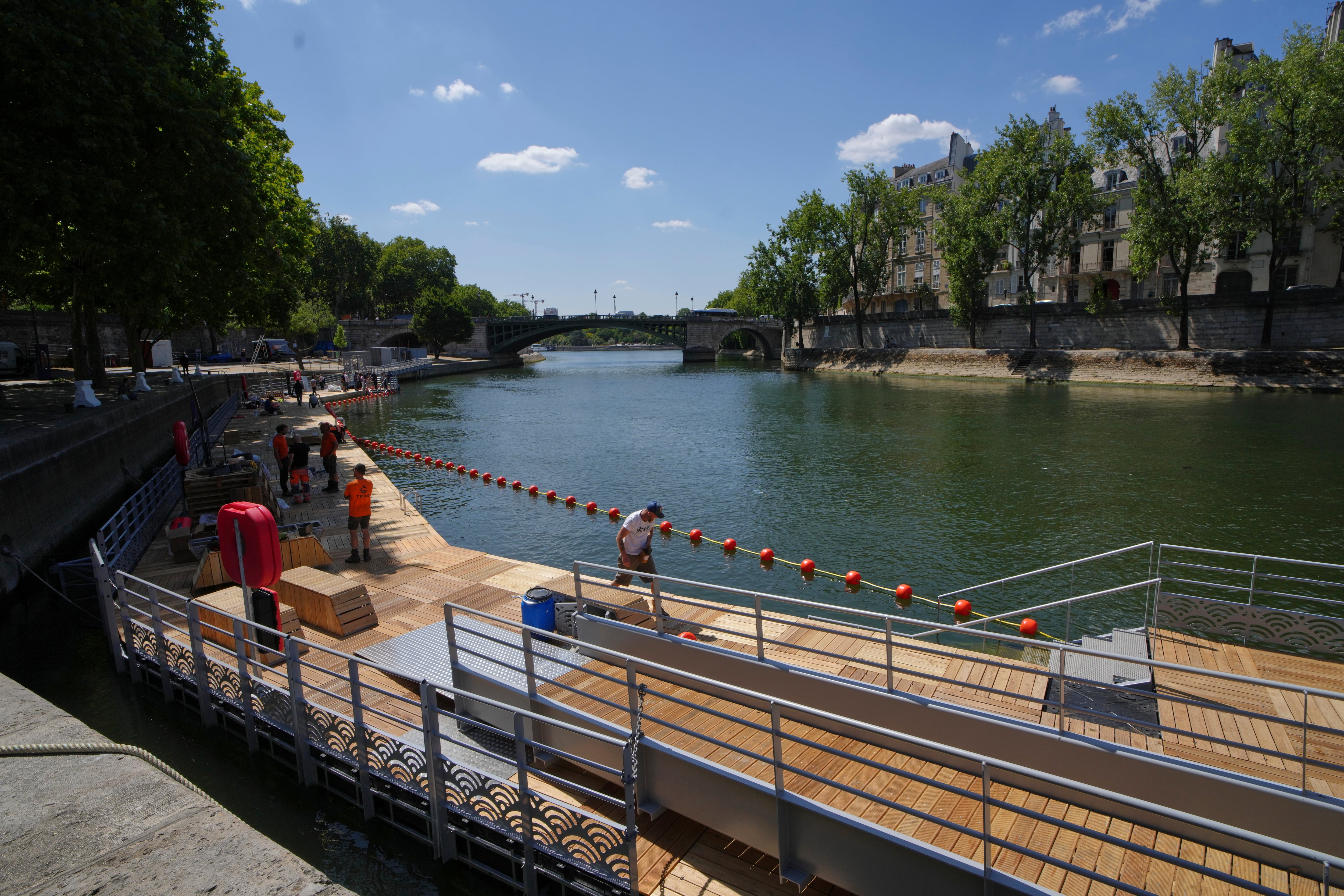 A view of one of the three Seine swimming pools, Thursday, July 3, 2025 which will open during the 'Paris Plages' event from July 5 to Aug. 31 in Paris.