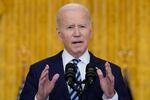 President Joe Biden speaks about the Russian invasion of Ukraine in the East Room of the White House, Thursday, Feb. 24, 2022, in Washington.