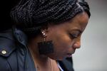 Andre Gladen's sister Rekenya Gladen speaks to reporters outside City Hall in Portland, Ore., Friday, Feb. 22, 2019. A grand jury cleared the officer who shot and killed Andre in January.