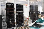 A prototype of the Project Suncatcher satellite at the Planet Labs facility in San Francisco, California.