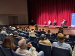 A live audience of Grants Pass community members joined Dave Miller at the Performing Arts Center at Grants Pass High School on April 29, 2025. Guests included Scott Nelson, the board president of MINT and Susan Clark, the executive director of Mid Rogue Foundation.