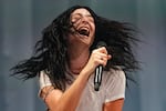 Lorde performs during the Glastonbury Festival in Worthy Farm, Somerset, England, Friday, June 27, 2025.