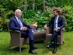 President Biden met Britain's Prime Minister Rishi Sunak at 10 Downing Street in London.