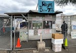 Right 2 Dream Too in North Portland, Ore., April 4, 2024. R2DToo is a self-managed camp for unhoused people. According to a recent crowdfunding plea, the village has little operating revenue and is in jeopardy of closing.