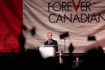 Canadian Prime Minister Mark Carney speaks at a rally hosted by Forever Canadian on Canadian Unity at the Edmonton Expo Center in Edmonton, Alberta, Canada on Oct. 16, 2026.