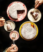 Chocolate radicchio cake with mascarpone frosting is pictured in this handout image for the new book "Radicchio: A Celebration of the Beloved Italian Vegetable."