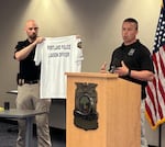 A press conference sharing information about Portland Police Bureau’s Rapid Response Team, at the Justice Center in Portland, Ore., on June 13, 2024. The revamped team consists of 50 members, and will return to duty this year, after being disbanded in 2021.